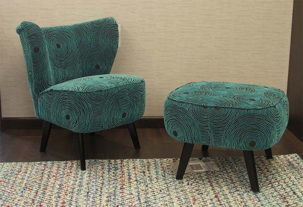 Fauteuil et Pouf Lili turquoise