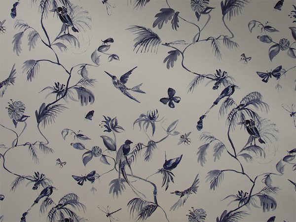 Papier peint oiseaux bleus
