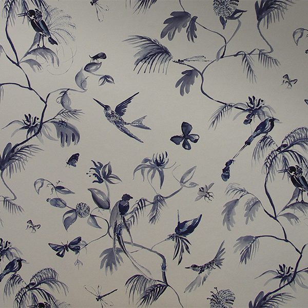 Papier peint oiseaux bleus