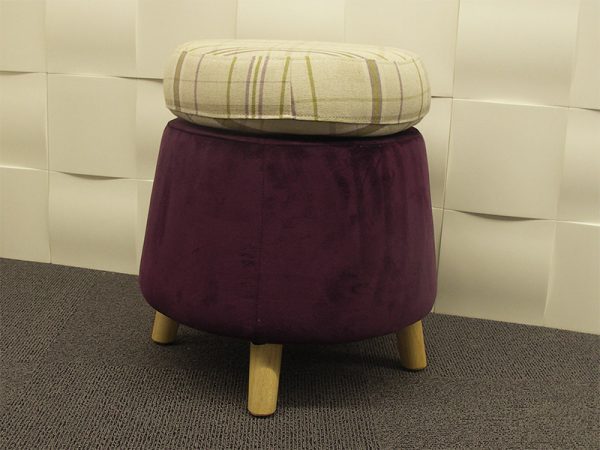 Pouf wheel purple ecossais Athezza